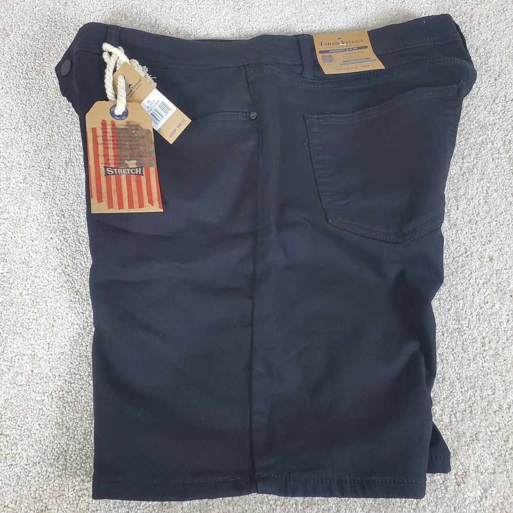 Tailor Vintage Men's Black Denim Shorts Size 36 Greenwich Slim Fit NWTGS